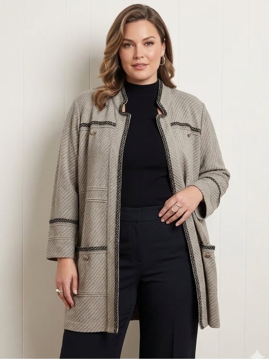 Ming Wang Sweaters - Ming Wang brown green taupe sweater blazer cardigan open front long size 2X